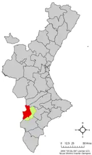 Localização do município de Villena na Comunidade Valenciana