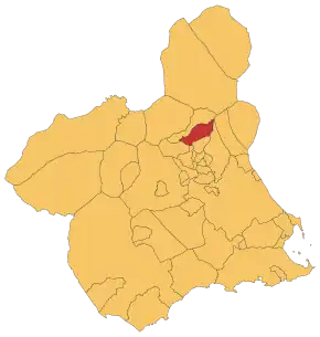 Localização de Blanca (Múrcia) na Região de Múrcia