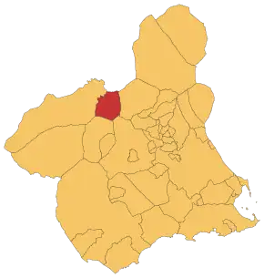 Localização de Calasparra na Região de Múrcia