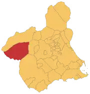 Localização de Caravaca de la Cruz na Região de Múrcia