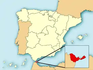 Localização de Ceuta em Espanha