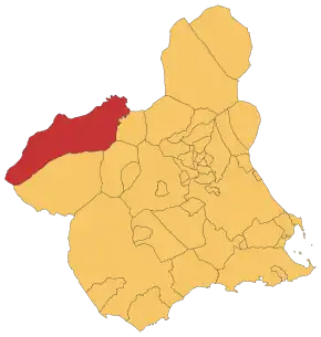 Localização de Moratalla na Região de Múrcia