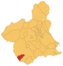 Localização de Puerto Lumbreras na Região de Múrcia