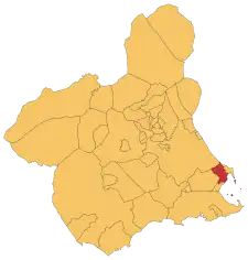 Localização de San Javier (Espanha) na Região de Múrcia