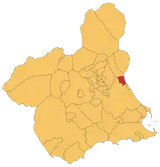 Localização de Santomera na Região de Múrcia