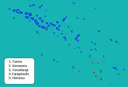 Localização da comuna de Tureia (a vermelho) em Tuamotu-Gambier.