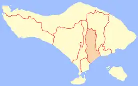 Localização da regência de Gianyar em Bali