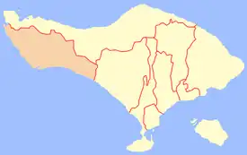 Localização da regência em Bali