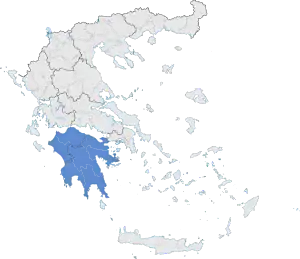 Localização do Peloponeso na Grécia