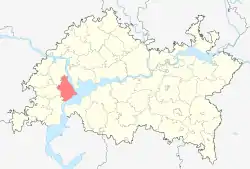 Localização do distrito de Kamsko-Ustyinsky no Tartaristão