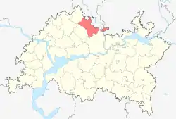 Localização do distrito de Kukmorsky no Tartaristão
