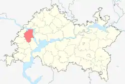 Localização do distrito de Verkhneuslonsky no Tartaristão