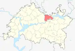 Localização do distrito de Yelabuzhsky no Tartaristão
