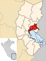 Localização da província de Huancané na região de Puno