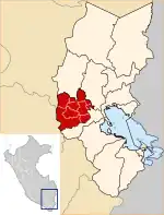 Localização da província de Lampa na região de Puno