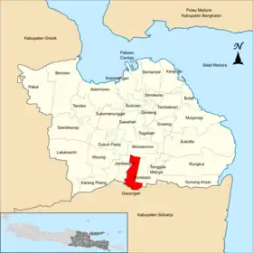 Localização de Gayungan na cidade de Surabaia