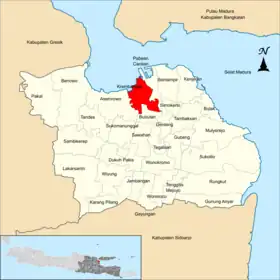Localização de Krembangan na cidade de Surabaia