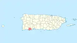 Localização de Guánica em Porto Rico