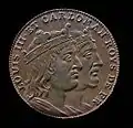 Moeda representando Luís III e Carlomano II.