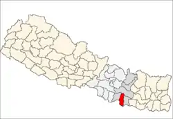 Localização de Mahottari no Nepal