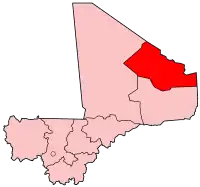 Localização da região de Kidal no Mali