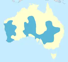 Área de distribuição de Malurus splendens