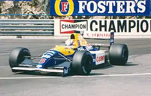 Nigel Mansell pilotando o modelo FW14 no GP de Mônaco de 1991.