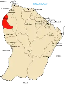 Localização de Apatou na Guiana Francesa