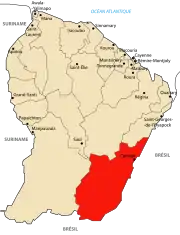 Localização de Camopi na Guiana Francesa