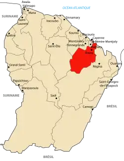 Localização de Roura na Guiana Francesa