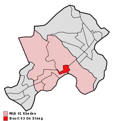 Localização de De Steeg na municipalidade de Rheden.