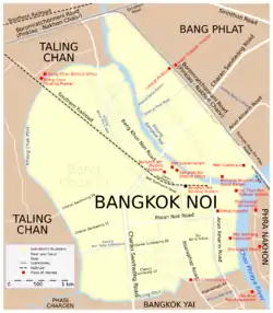 Mapa do distrito de Bangkok Noi