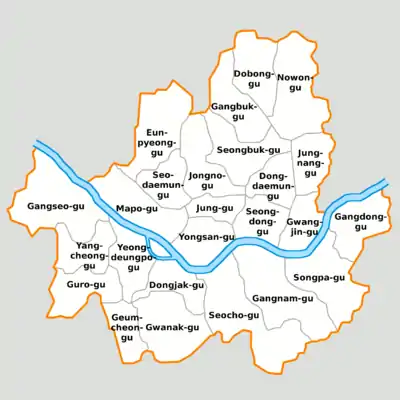 Mapa dos distritos de Seul
