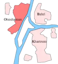 Localização de Ondurmã dentro da Grande Cartum