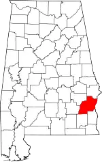 Localização do Map of Alabama highlighting Barbour County
