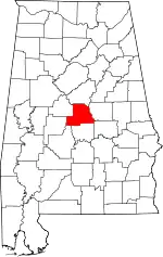 Localização do Map of Alabama highlighting Chilton County