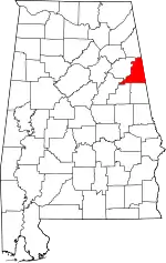 Localização do Map of Alabama highlighting Cleburne County