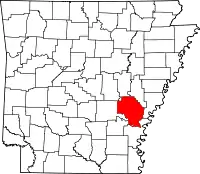 Localização do Map of Arkansas highlighting Arkansas County