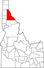Localização do Map of Idaho highlighting Shoshone County
