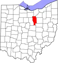 Localização do Map of Ohio highlighting Ashland County