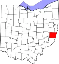 Localização do Map of Ohio highlighting Belmont County