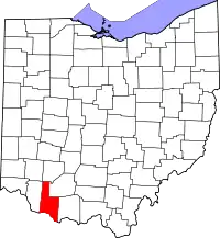 Localização do Map of Ohio highlighting Brown County