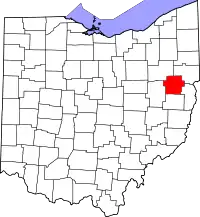 Localização do Map of Ohio highlighting Carroll County