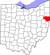 Localização do Map of Ohio highlighting Columbiana County