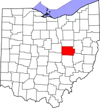 Localização do Map of Ohio highlighting Coshocton County