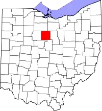 Localização do Map of Ohio highlighting Crawford County