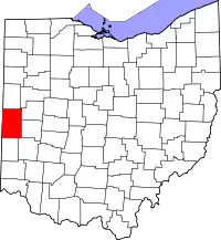 Localização do Map of Ohio highlighting Darke County