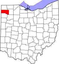 Localização do Map of Ohio highlighting Defiance County
