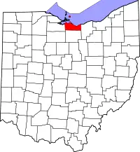 Localização do Map of Ohio highlighting Erie County
