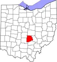 Localização do Map of Ohio highlighting Fairfield County